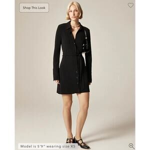 J. Crew Mini shirt-dress in matte jersey Black NWT size Medium